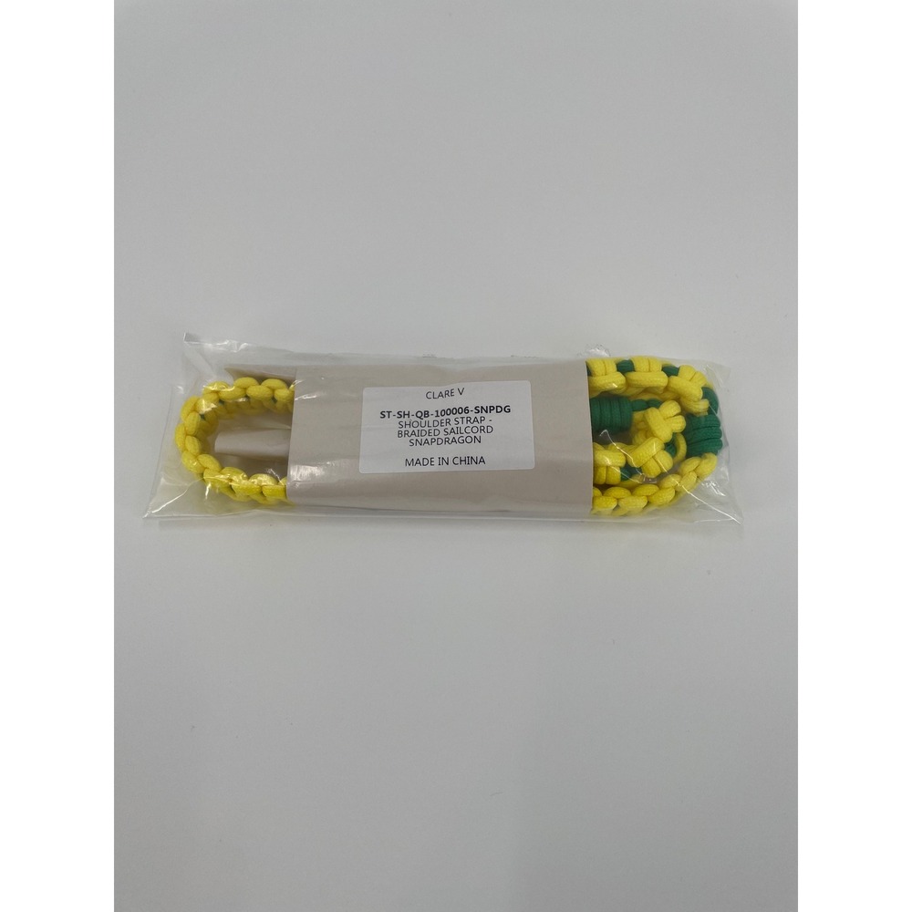 Clare V. Snapdragon Braided Sailcord Shoulder Strap Yellow Green Woven NIP